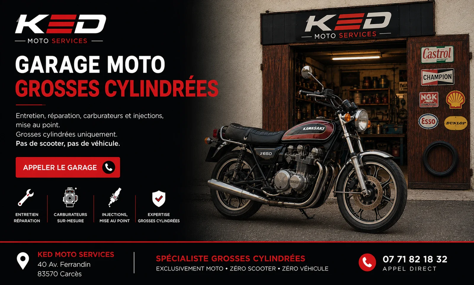 Le site de Ked Moto Services affiché sur un ordinateur