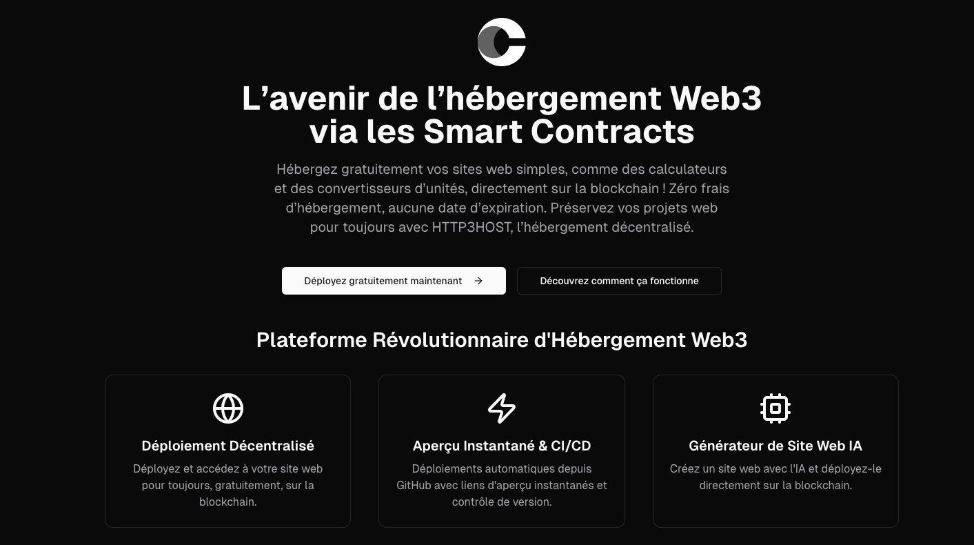 Le site HTTP3 Host - AI Hosting Platform