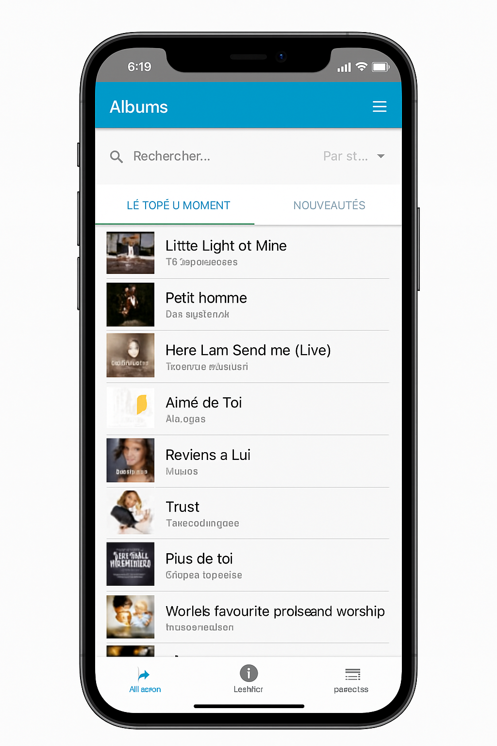 L'application TopChristian Music sur téléphone