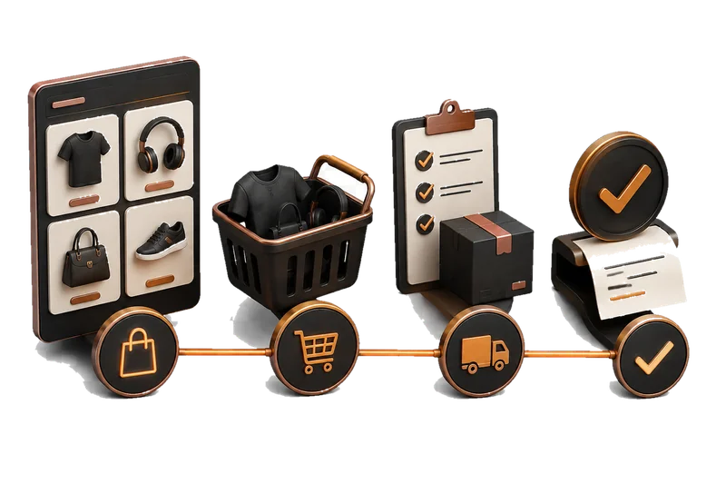 The buying journey, from product to order confirmation
