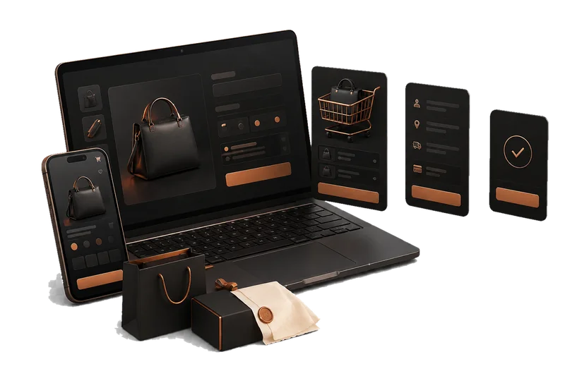 A Shavod online shop shown on a computer and a phone
