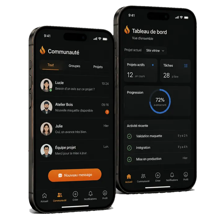 Aperçu de deux applications mobiles sur iPhone